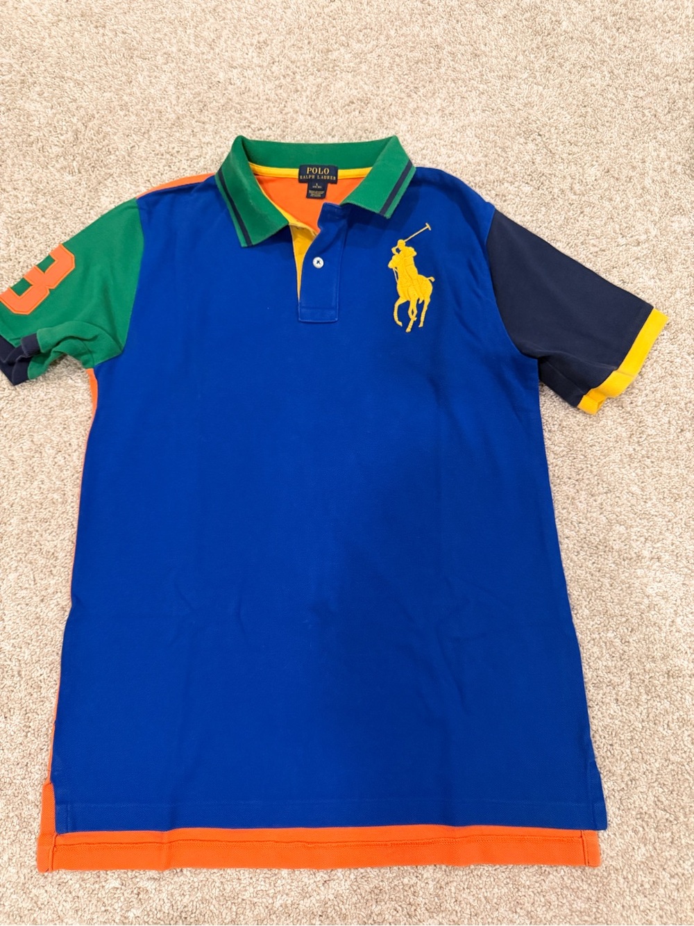 Polo by Ralph Lauren Boys' Multi-Color Colorblock Polo with Yellow Pony